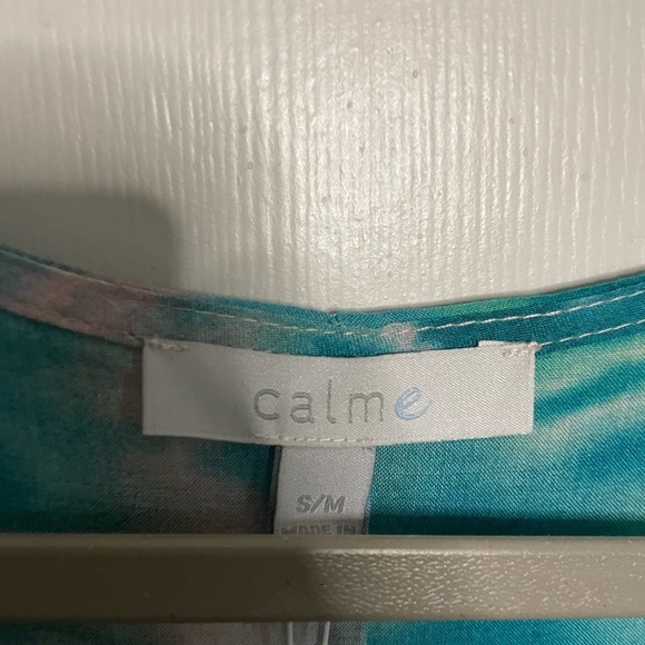 Johnny Was Calme Dress V-Neck Kaftan Maxi Turquoise Tie Dye Size Small / Medium - Picture 6 of 7